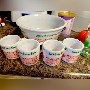 Auld Lang Syne Party Punch Bowl Set - White and Red